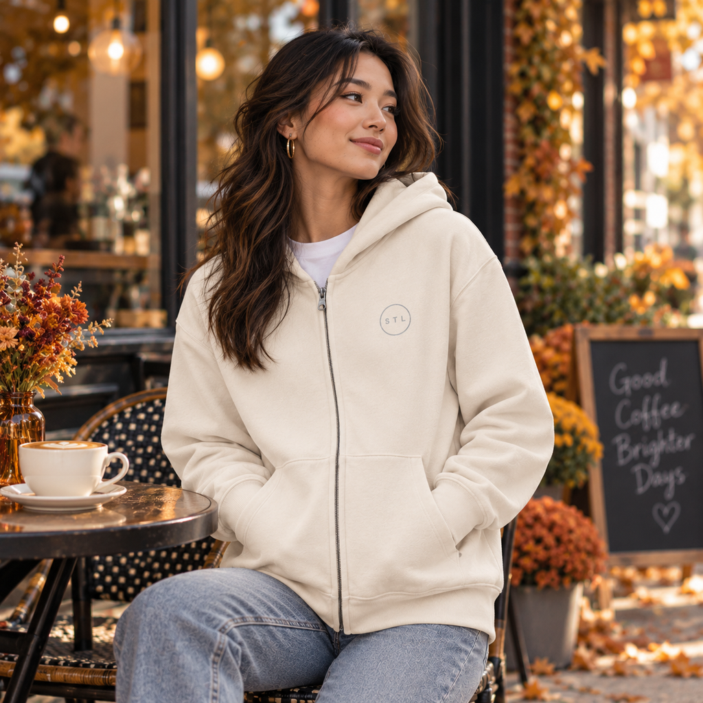 Cream Unisex Full Zip Hoodie