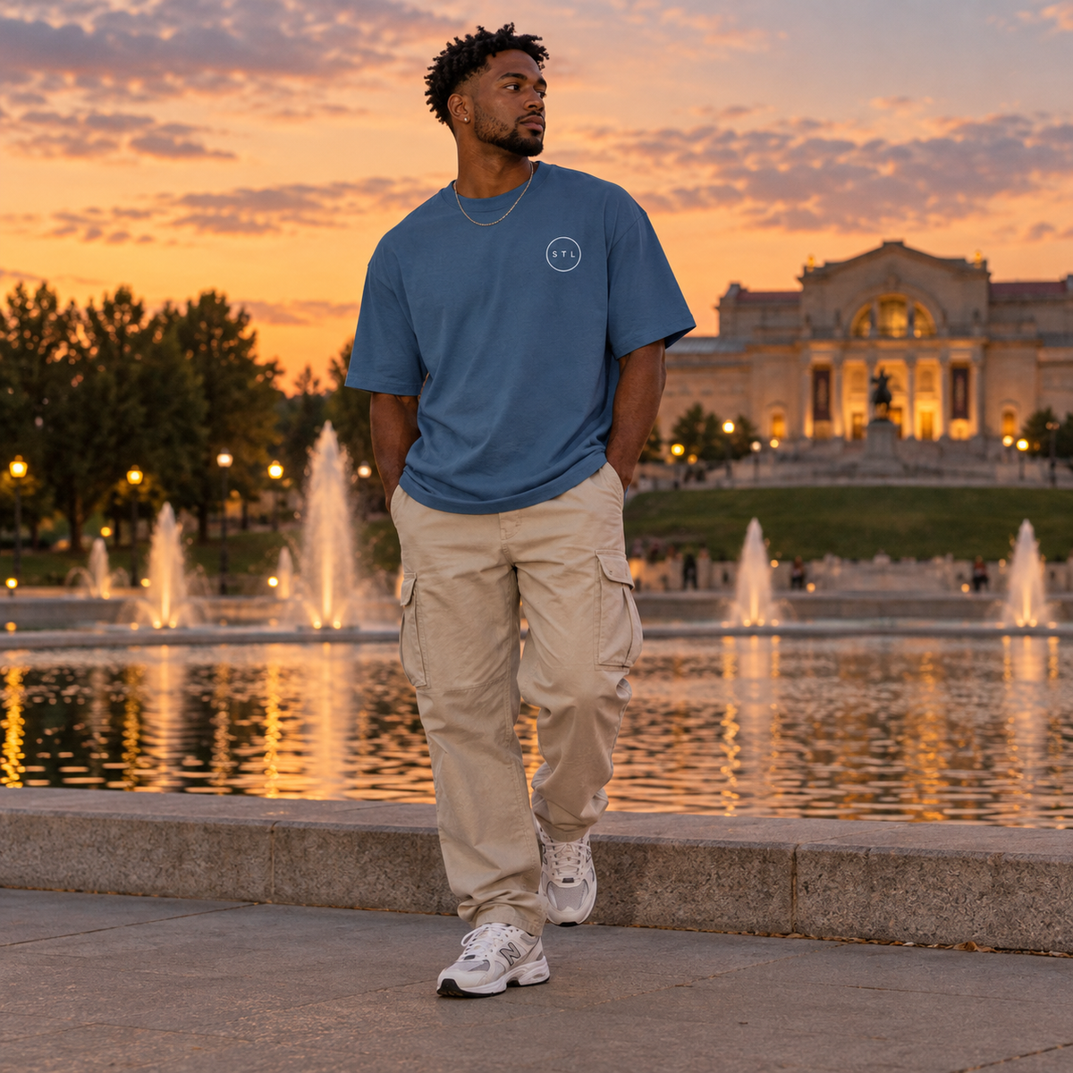 Blue Garment-dyed heavyweight cotton tee