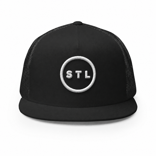 Black Flat Bill Trucker Cap