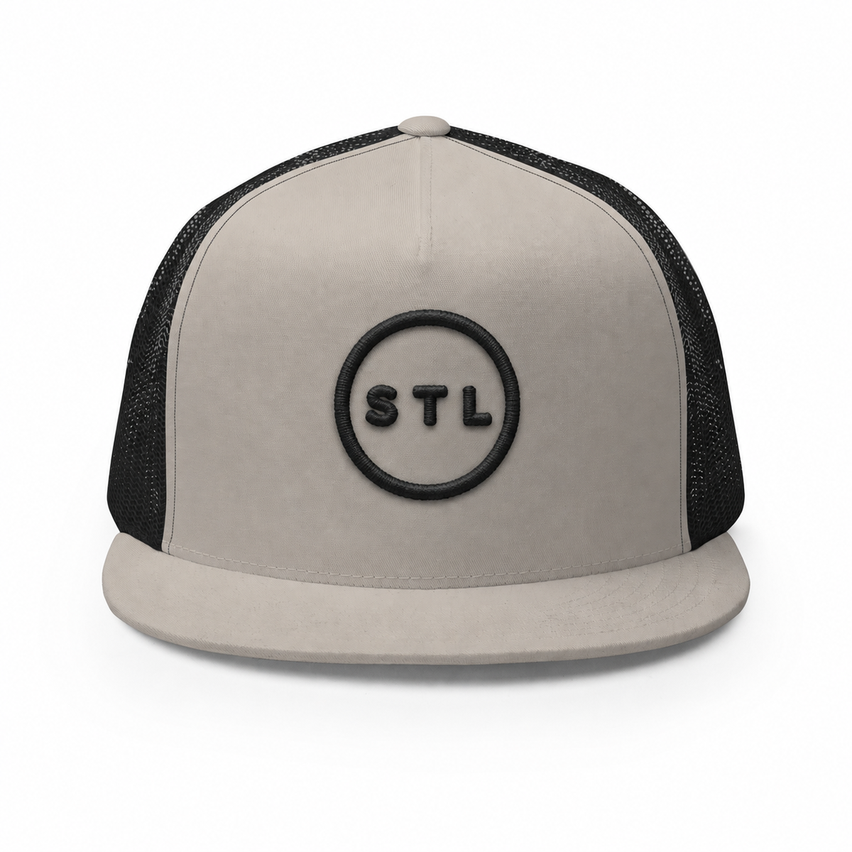 Grey/Black Flat Bill Trucker Cap