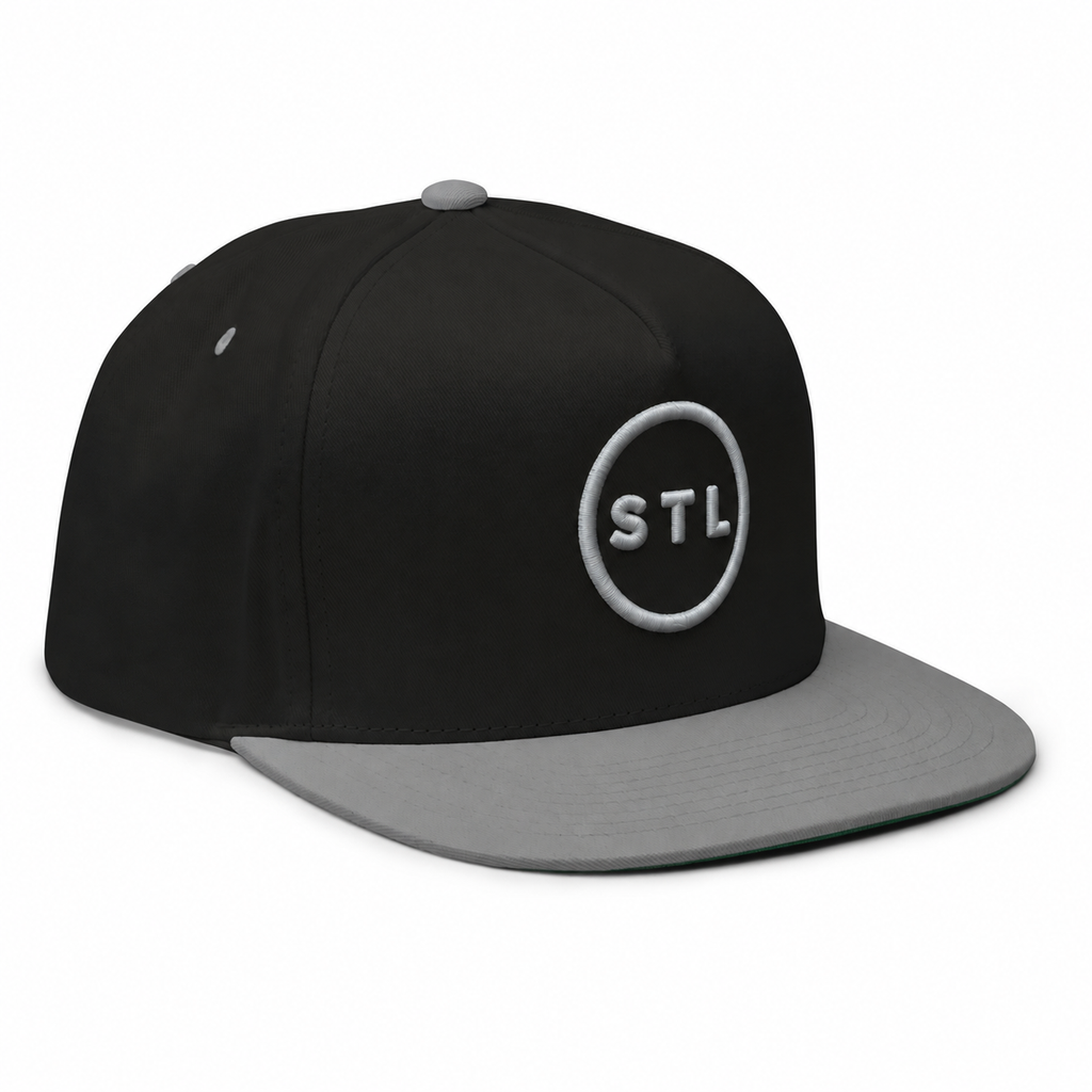 Black/Grey Snapback Flat Bill Cap