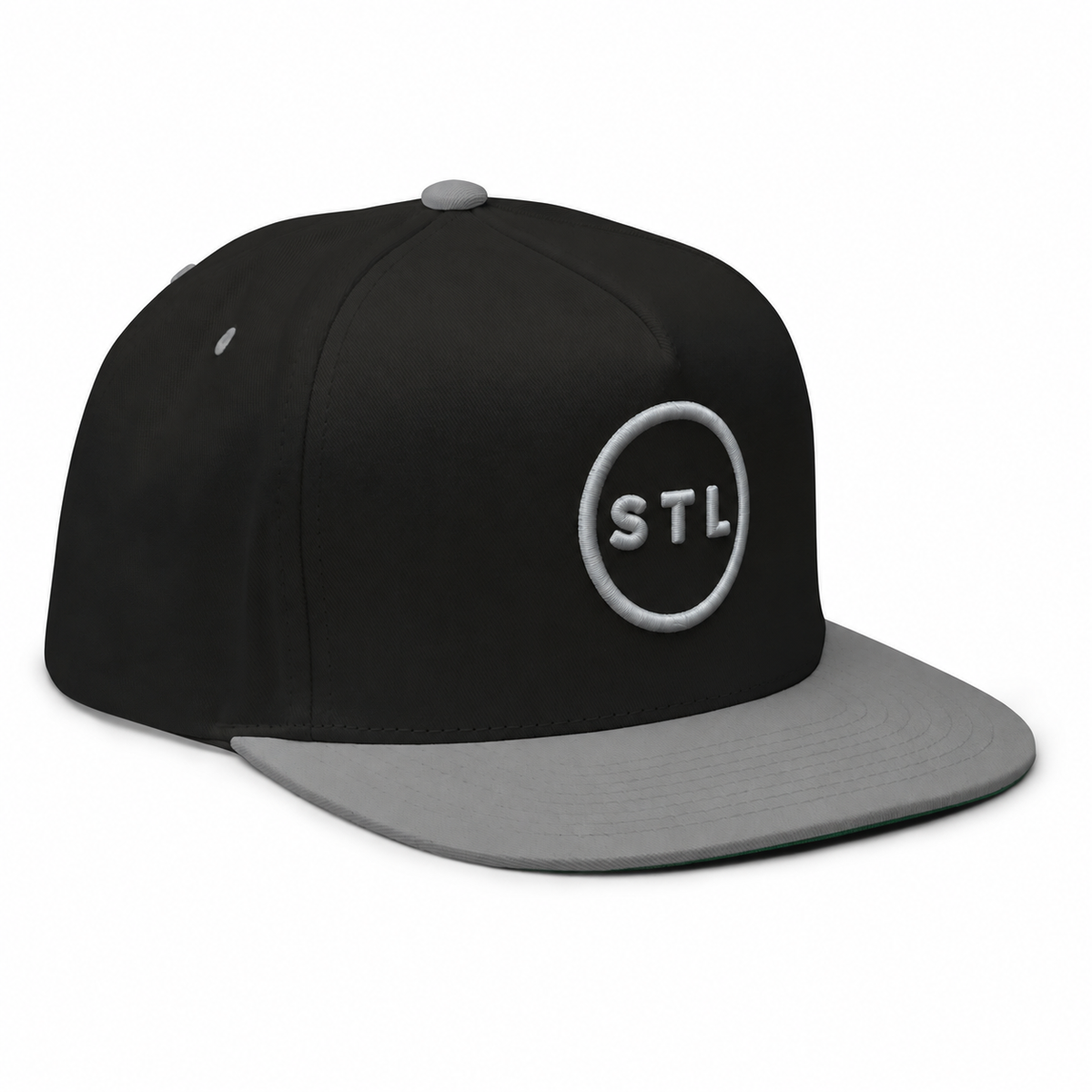 Black/Grey Snapback Flat Bill Cap