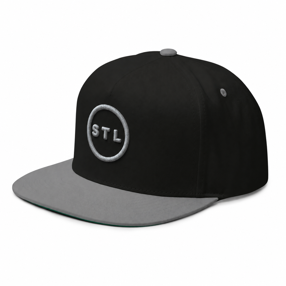 Black/Grey Snapback Flat Bill Cap