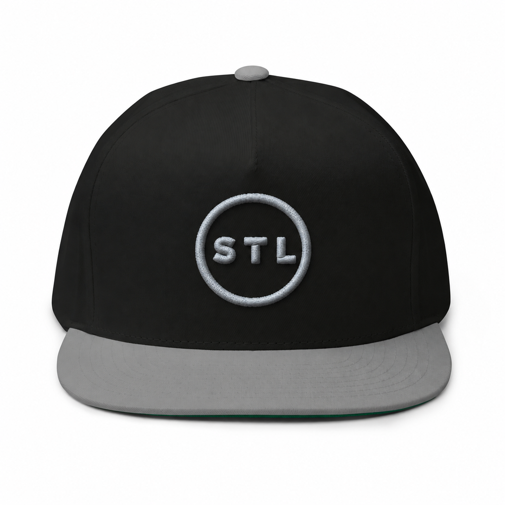 Black/Grey Snapback Flat Bill Cap