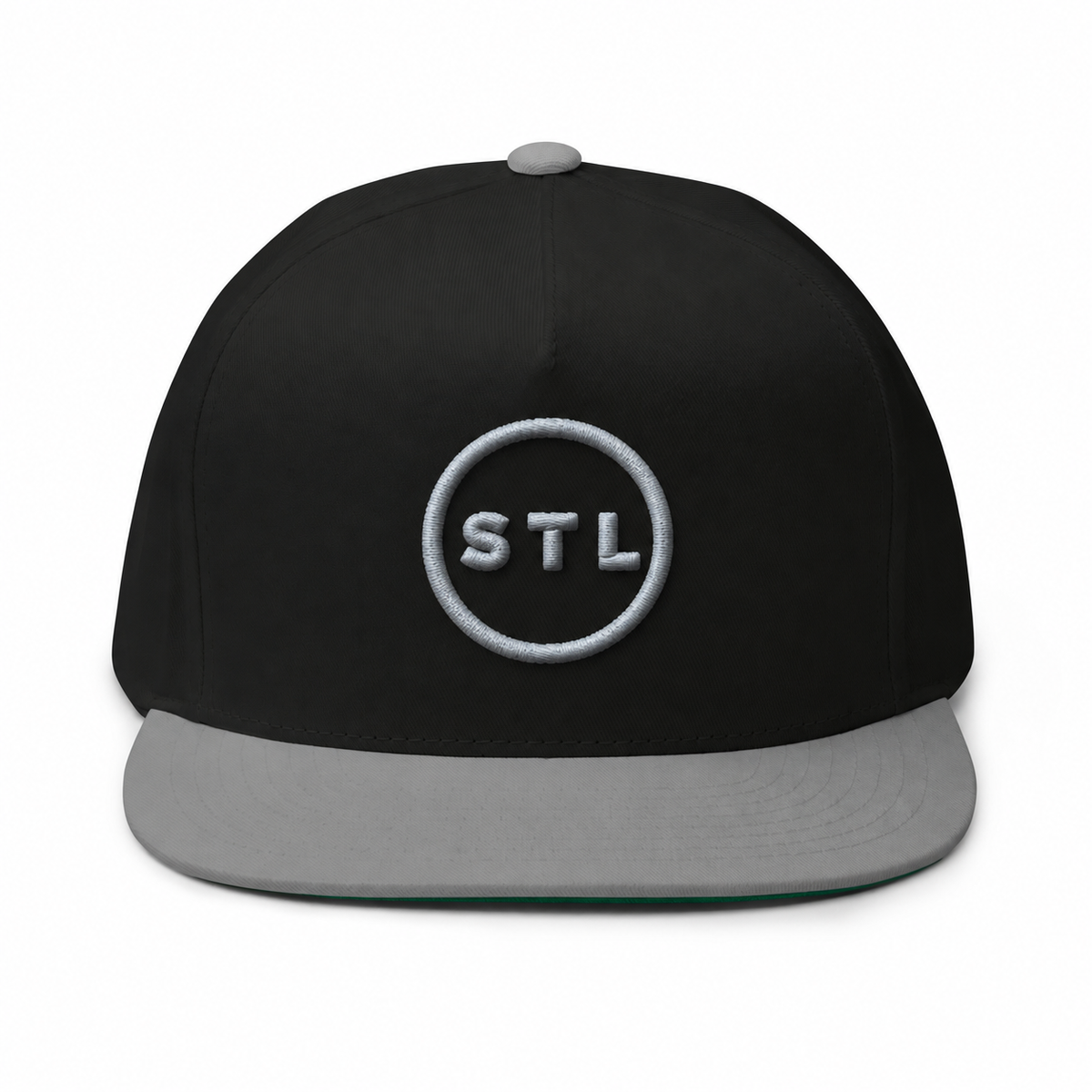 Black/Grey Snapback Flat Bill Cap