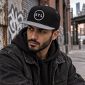 Black/Grey Snapback Flat Bill Cap