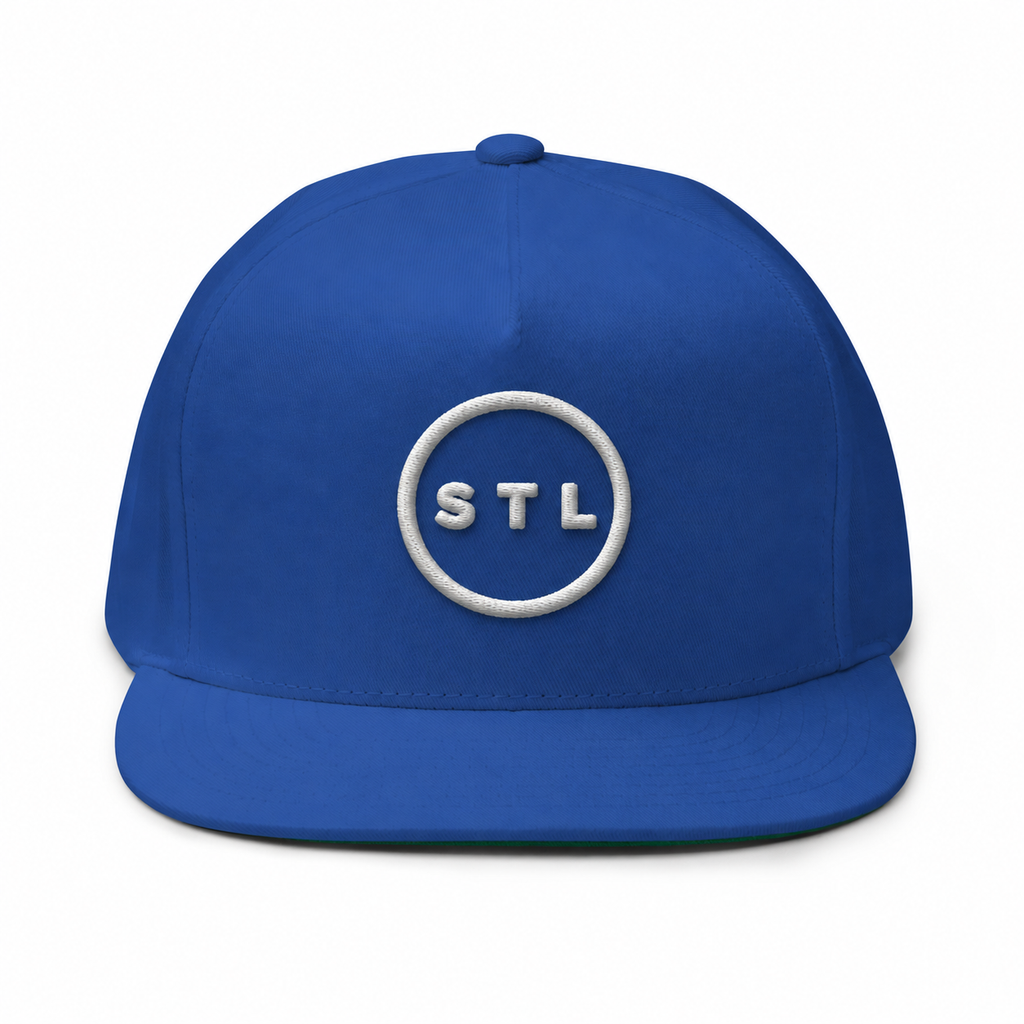 Blue Snapback Flat Bill Cap