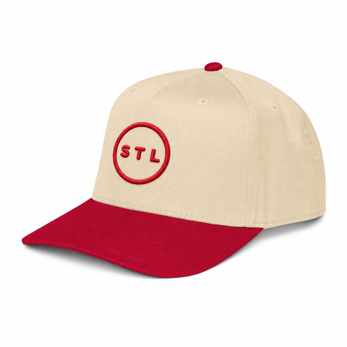 Red/Natural 5 panel cap