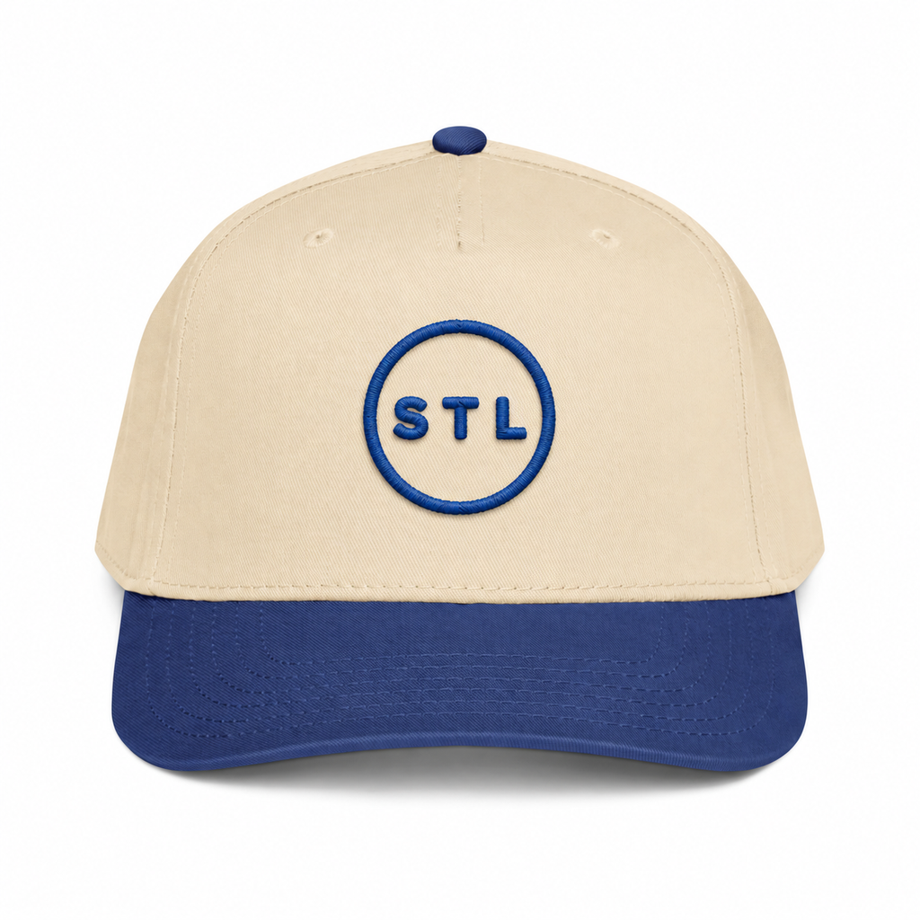 Natural/Blue Garment washed baseball cap