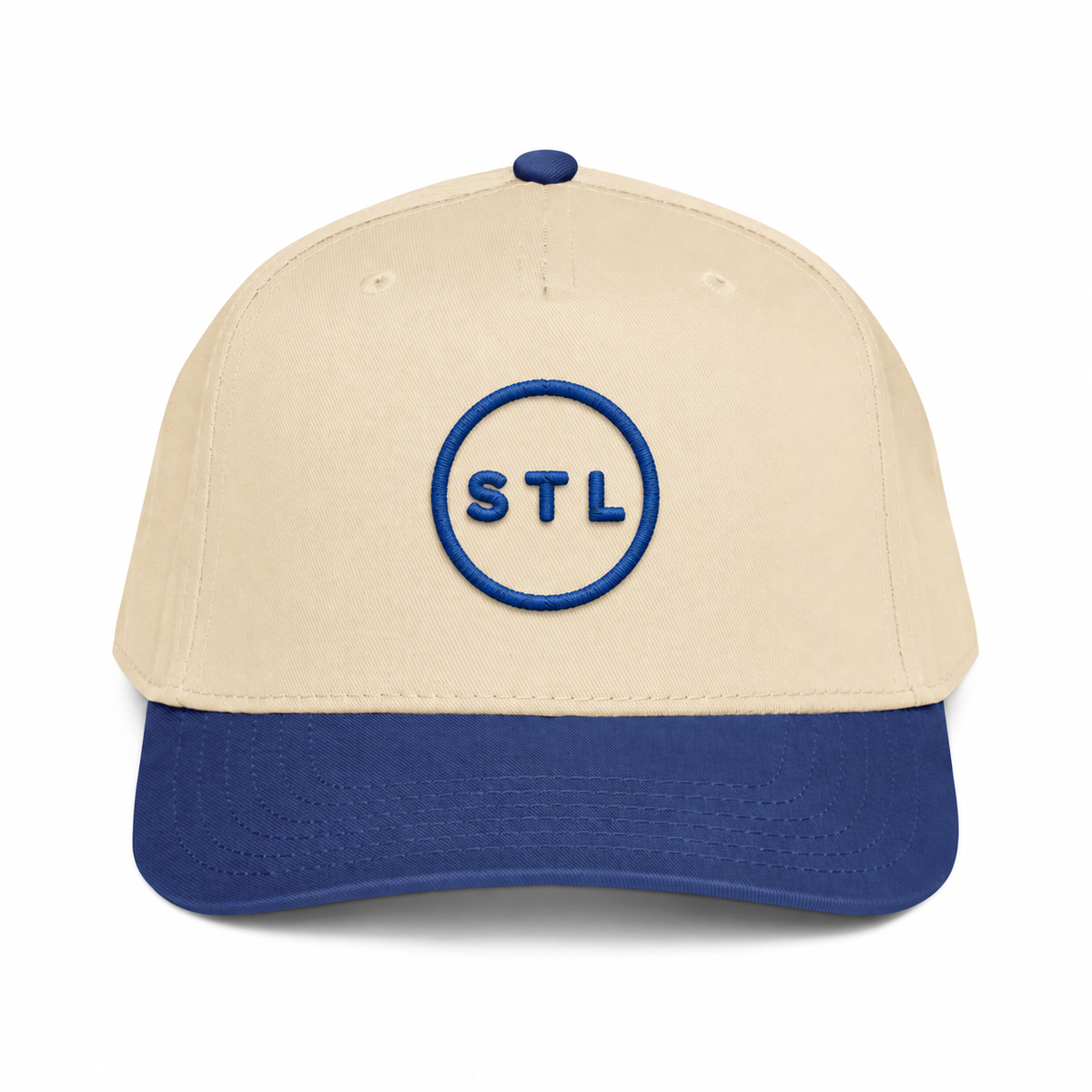 Natural/Blue Garment washed baseball cap