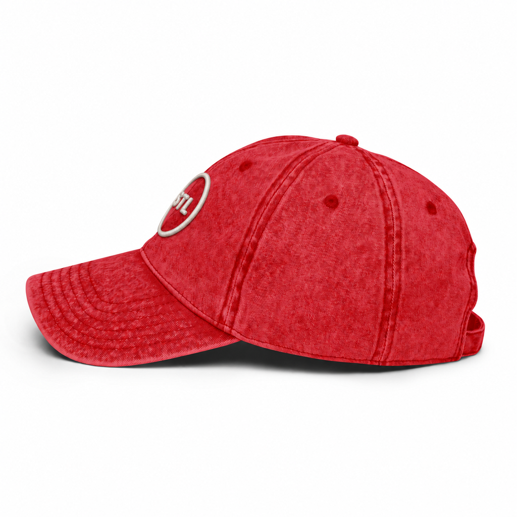 Red Vintage Cotton Twill Cap