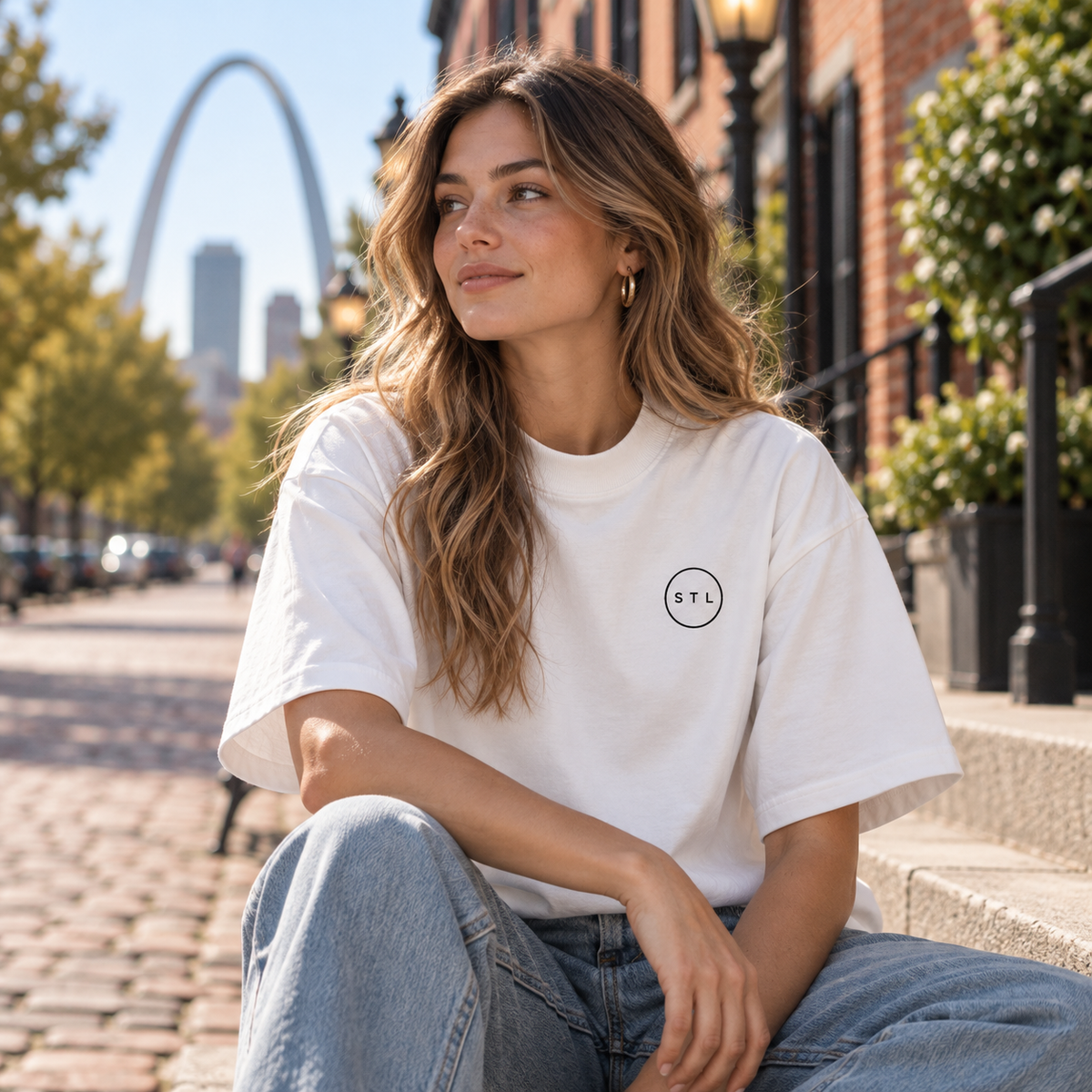 White Unisex organic oversized high neck t-shirt