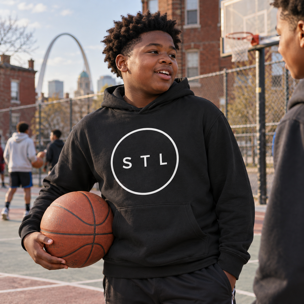 Black Youth lightweight hooded sweatshirt