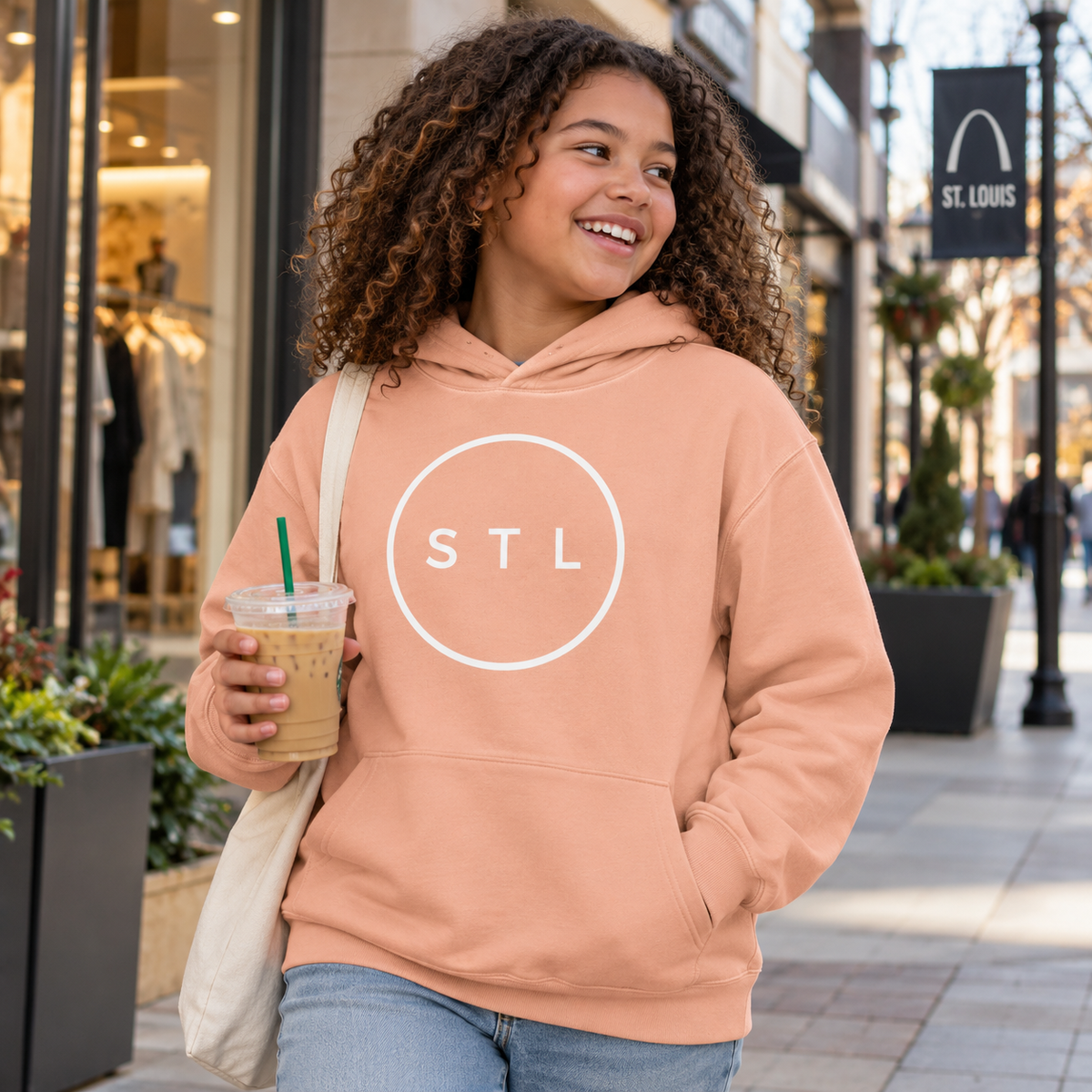 Peach Youth lightweight hooded sweatshirt