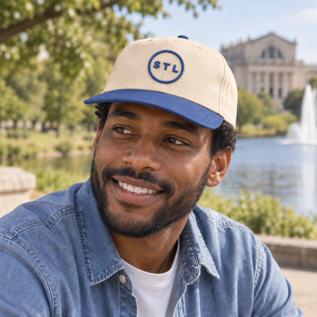 Blue/Natural 5 panel cap