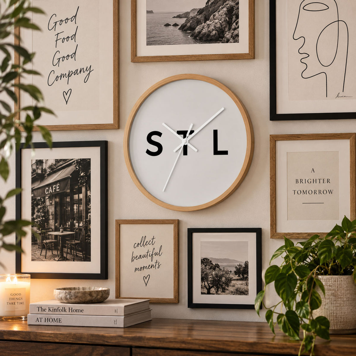 Natural/White Wall clock