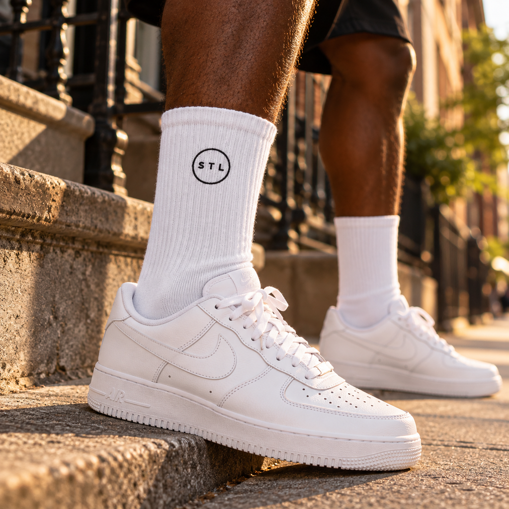 White Embroidered socks