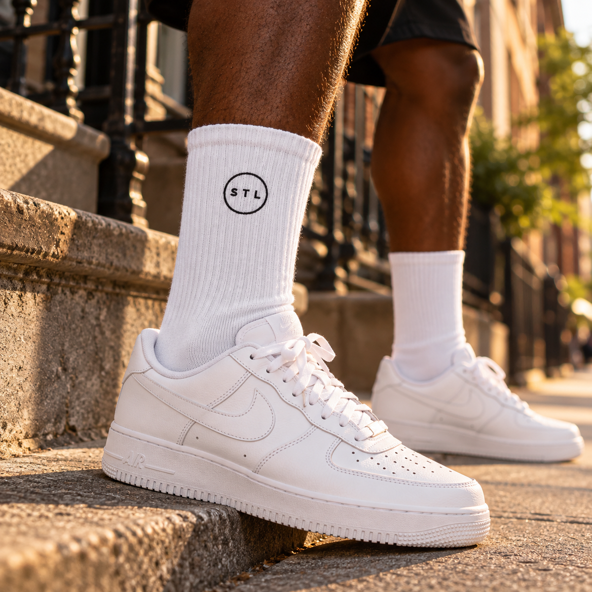 White Embroidered socks