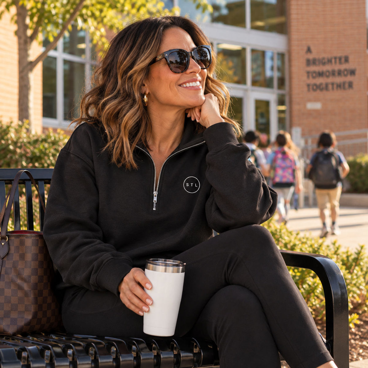 Black Unisex half-zip pullover