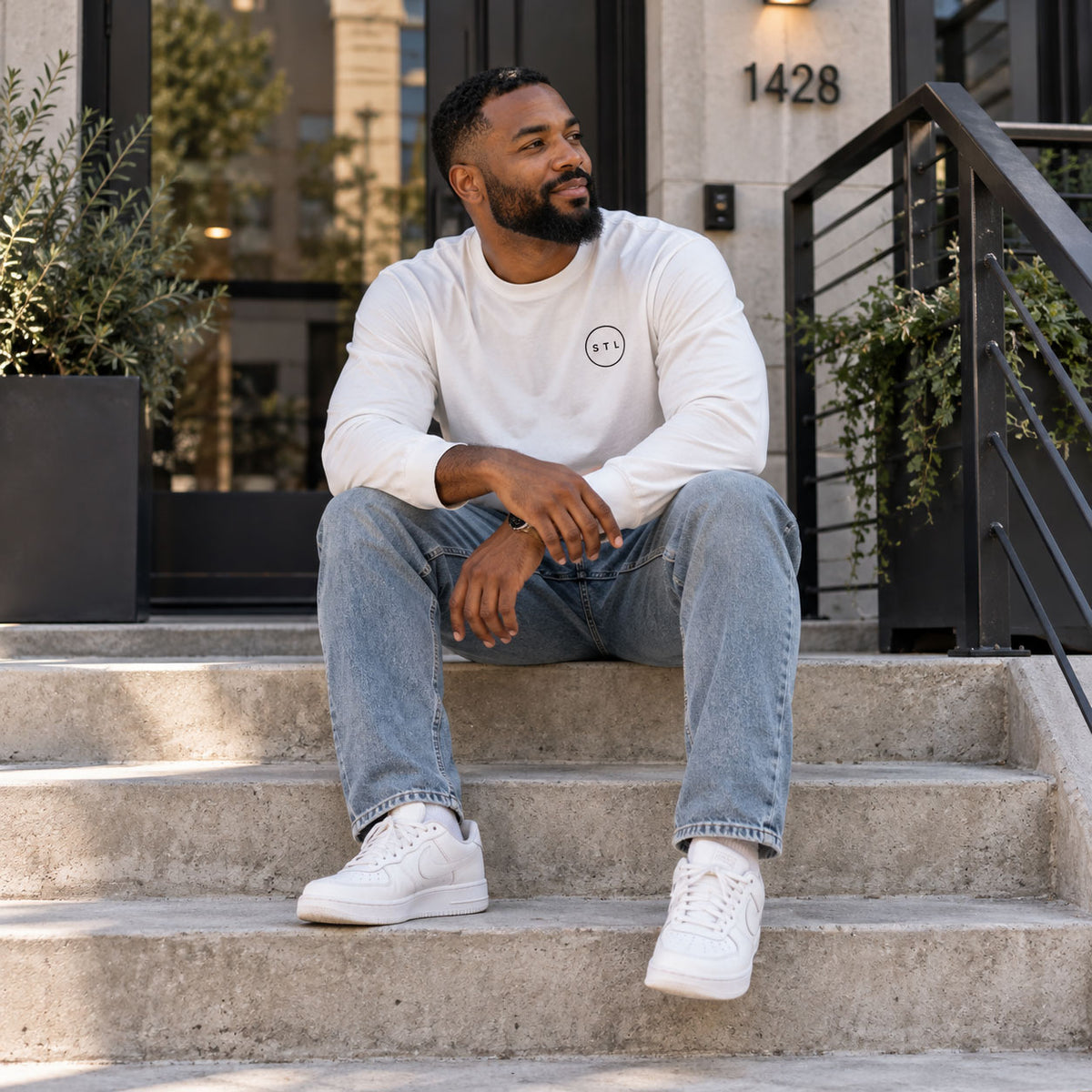 White Unisex garment dye heavyweight long sleeve tee