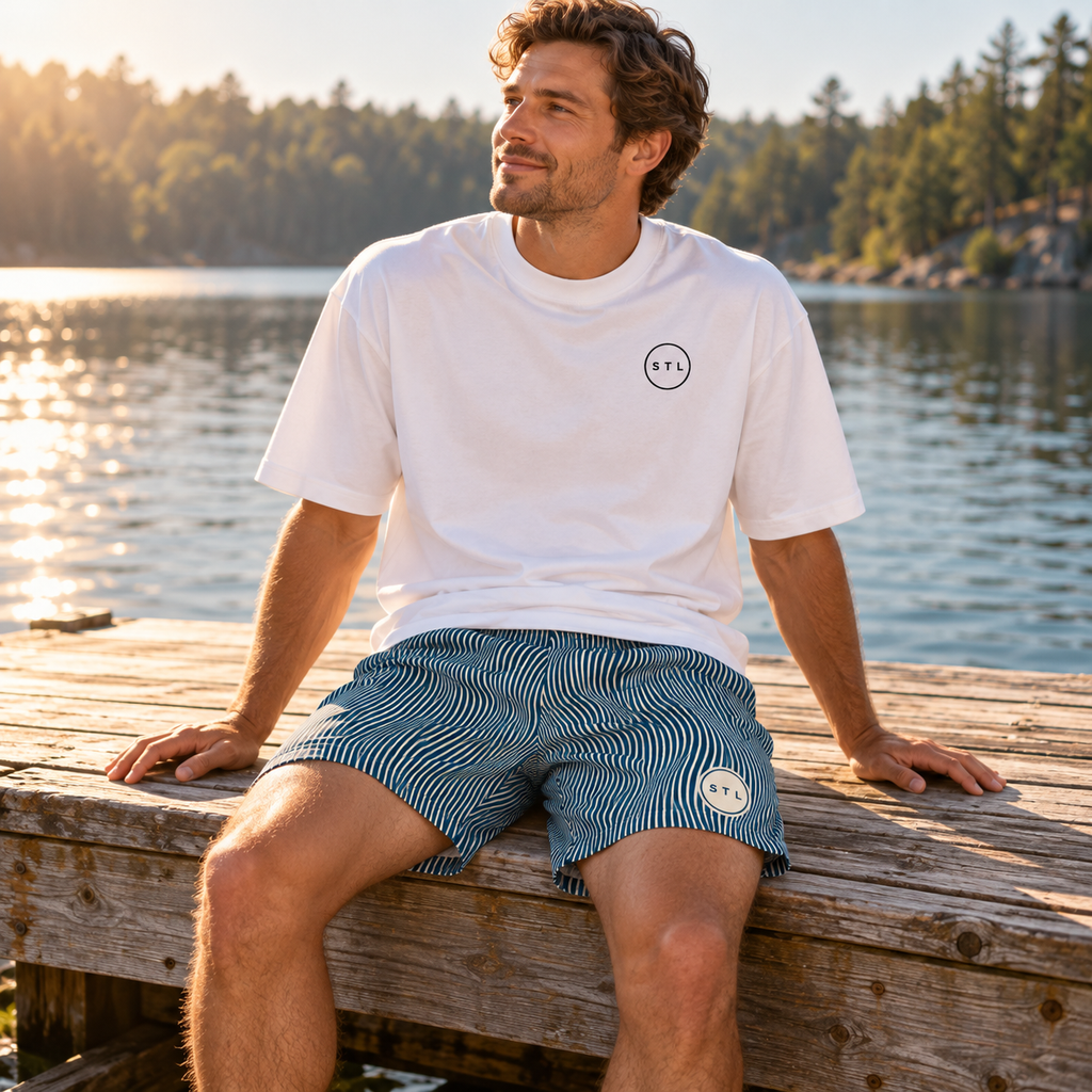All-Over Waves Print Unisex Athletic Shorts