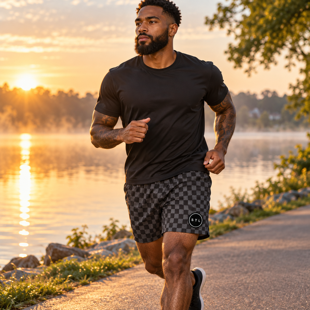 All-Over Checker Print Unisex Athletic Shorts