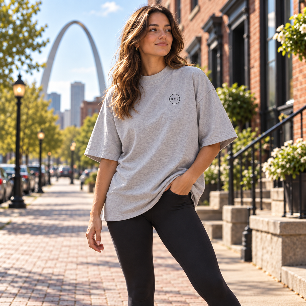 Grey Unisex organic oversized high neck t-shirt
