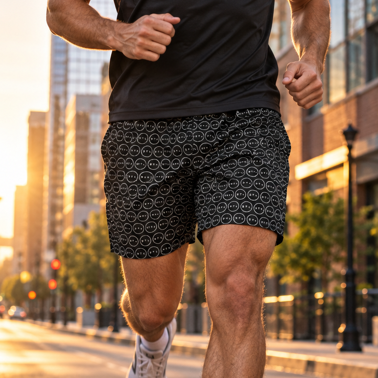 Black All-Over Print Unisex Athletic Shorts