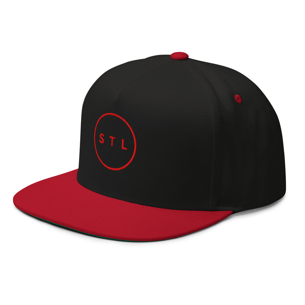 Black/Red Snapback Flat Bill Cap